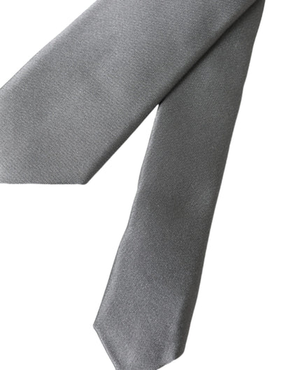  - Silver Solid Satin Silk Adjustable Men Tie