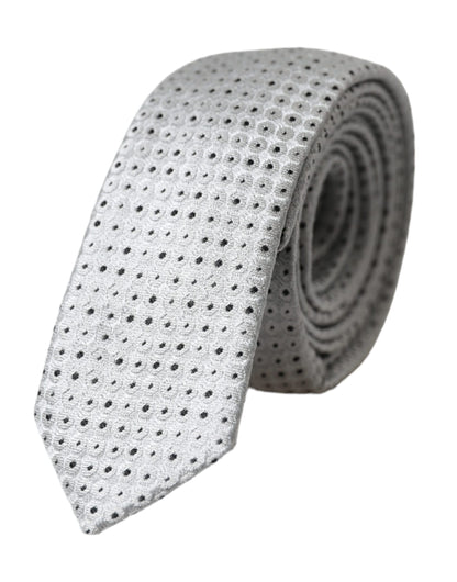  - Light Gray Polka Dot Silk Adjustable Men Tie