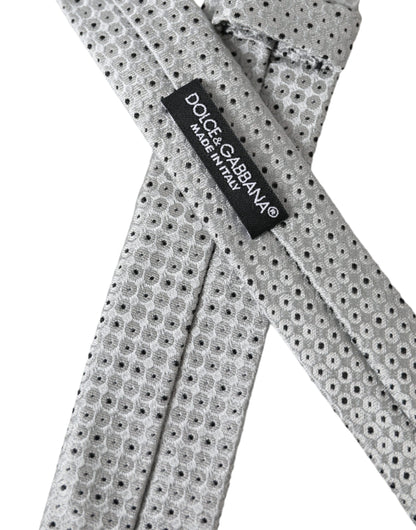  - Light Gray Polka Dot Silk Adjustable Men Tie