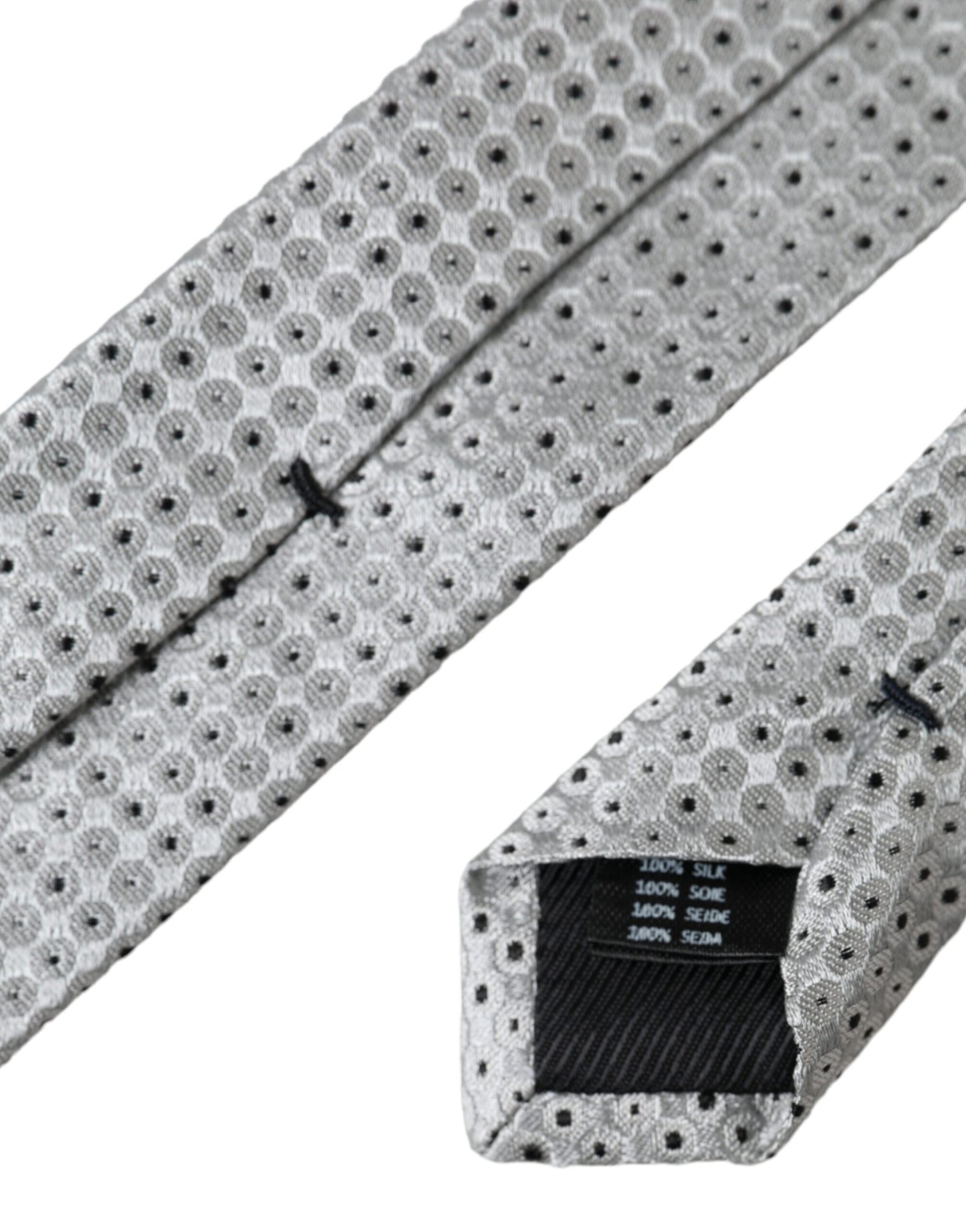  - Light Gray Polka Dot Silk Adjustable Men Tie