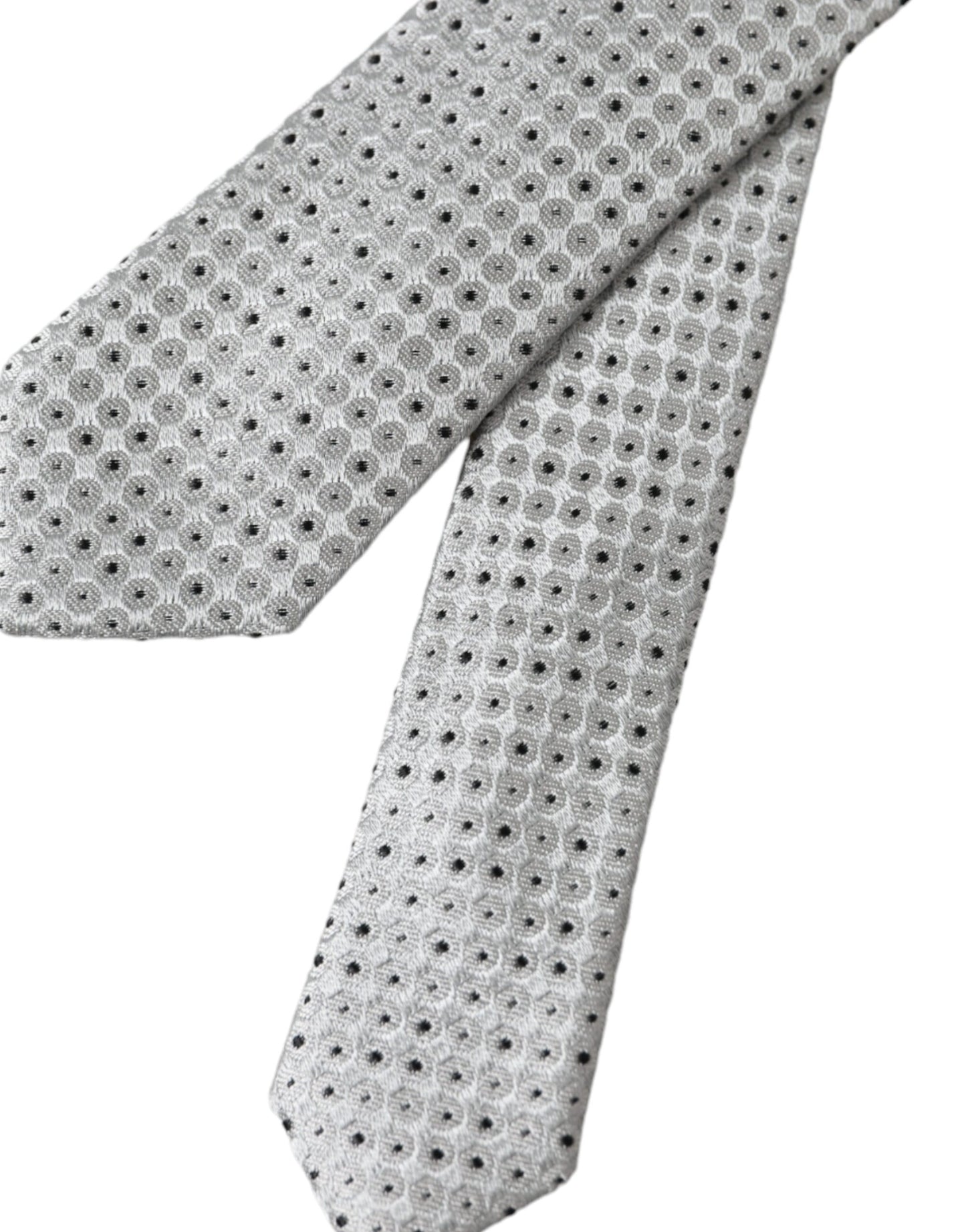  - Light Gray Polka Dot Silk Adjustable Men Tie