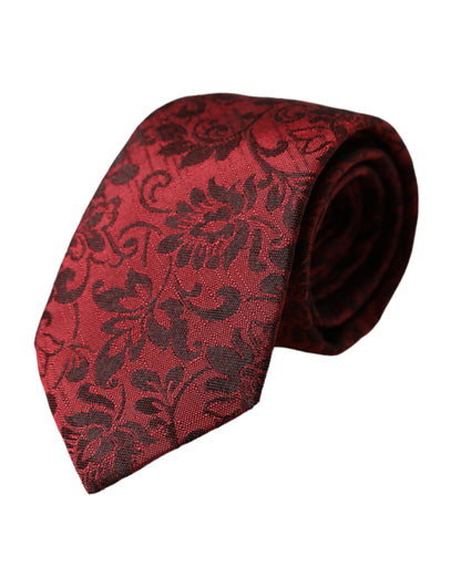  - Red Floral Brocade Silk Adjustable Men Tie