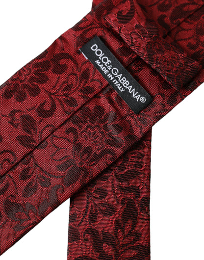  - Red Floral Brocade Silk Adjustable Men Tie