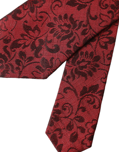  - Red Floral Brocade Silk Adjustable Men Tie