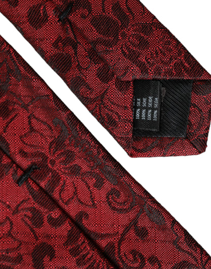  - Red Floral Brocade Silk Adjustable Men Tie