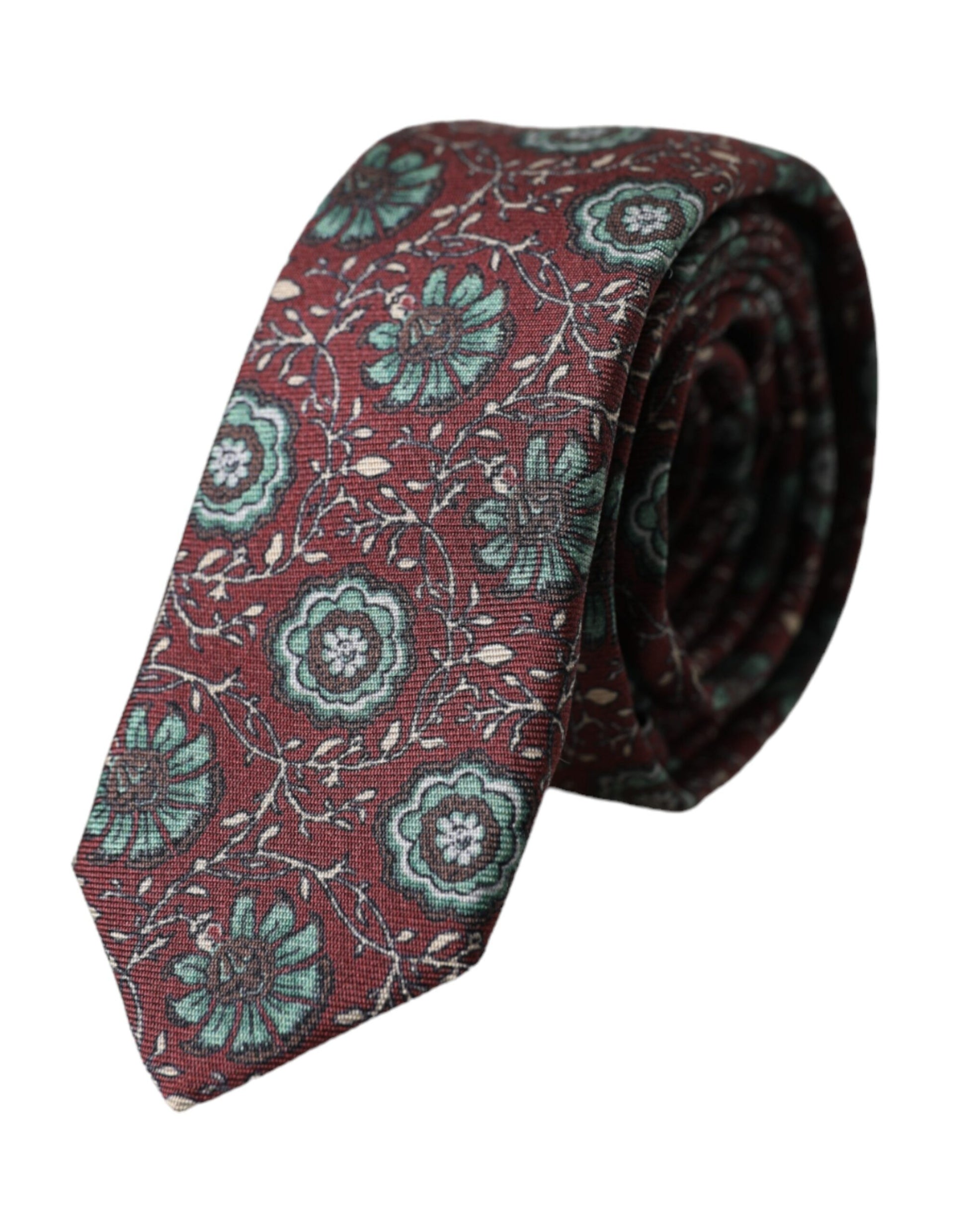 Maroon Floral 100% Silk Adjustable Men’s Tie by Dolce & Gabbana