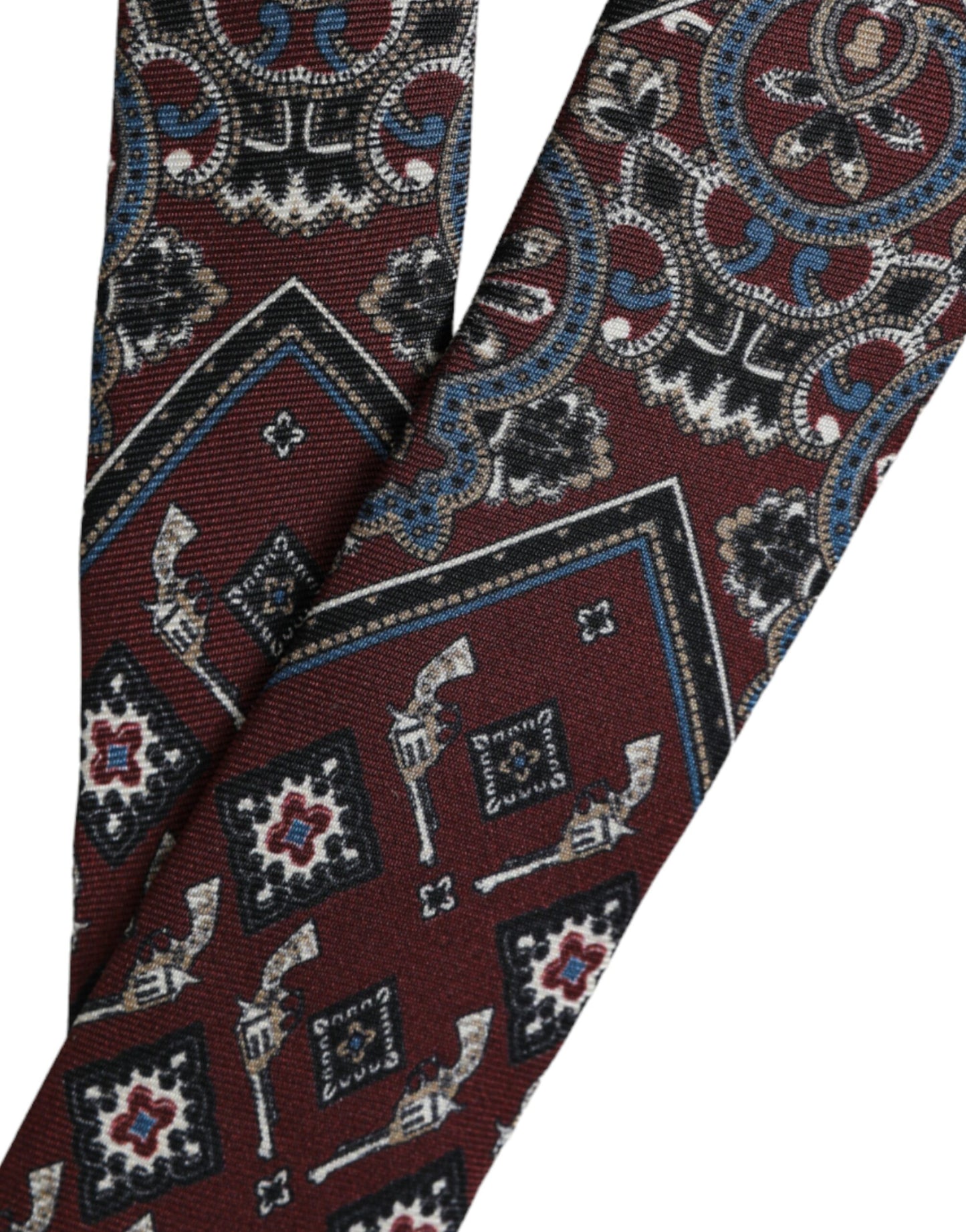  - Bordeaux Printed 100% Silk Adjustable Men Tie