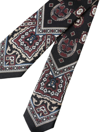  - Black Printed 100% Silk Adjustable Men Tie