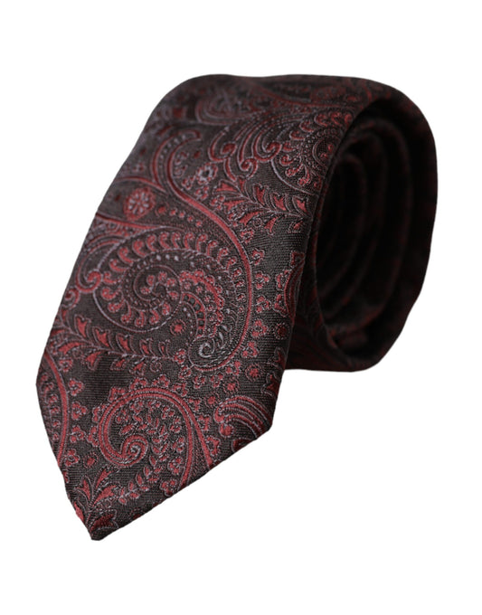  - Bordeaux Patterned Silk Adjustable Men Tie