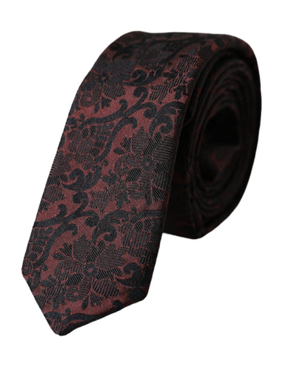Maroon Floral Fantasy Silk Adjustable Tie by Dolce & Gabbana