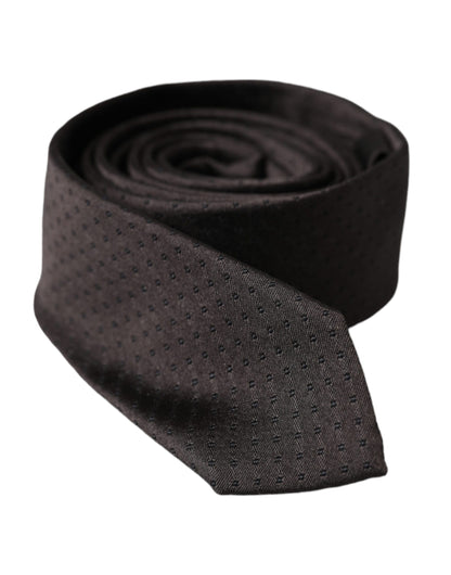  - Black Patterned Silk Adjustable Men Tie