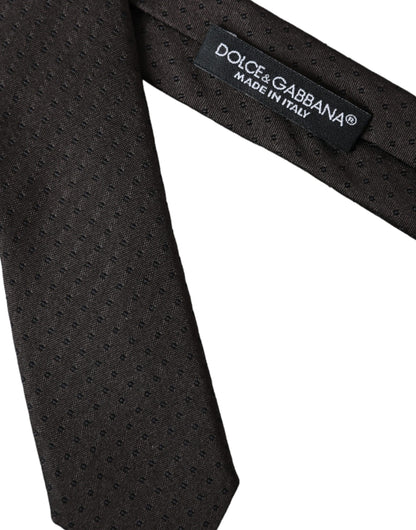  - Black Patterned Silk Adjustable Men Tie