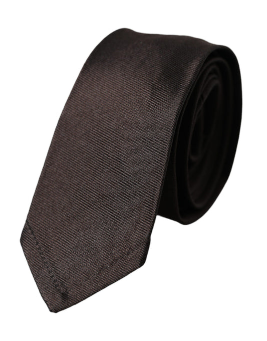  - Brown Solid 100% Silk Adjustable Tie