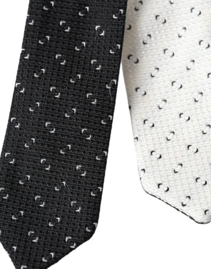  - Black White Patterned Adjustable Tie