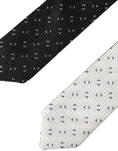  - Black White Patterned Adjustable Tie