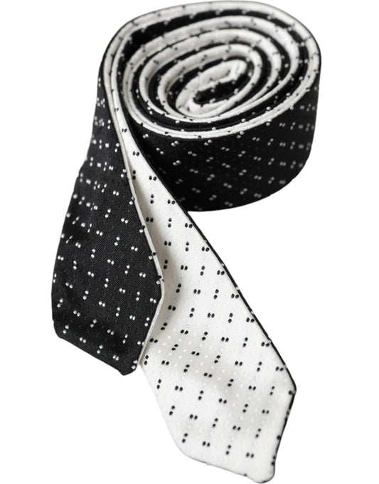  - Black White Patterned Adjustable Tie