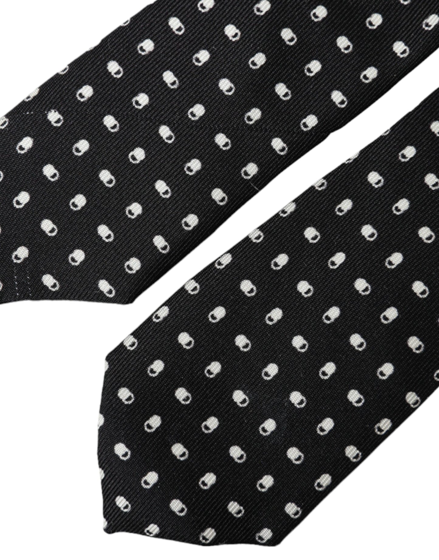  - Black Patterned 100%Silk Adjustable Tie