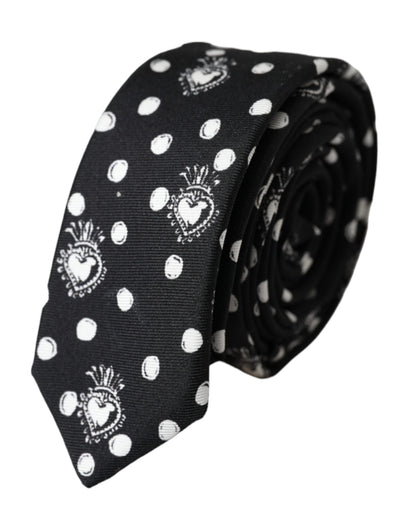  - Black Heart Polka Dot Adjustable Tie