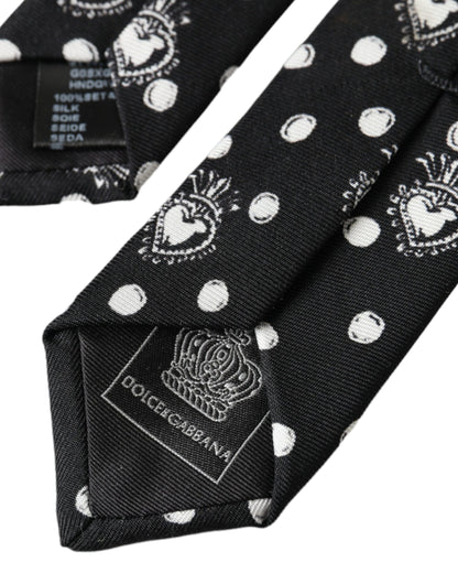  - Black Heart Polka Dot Adjustable Tie