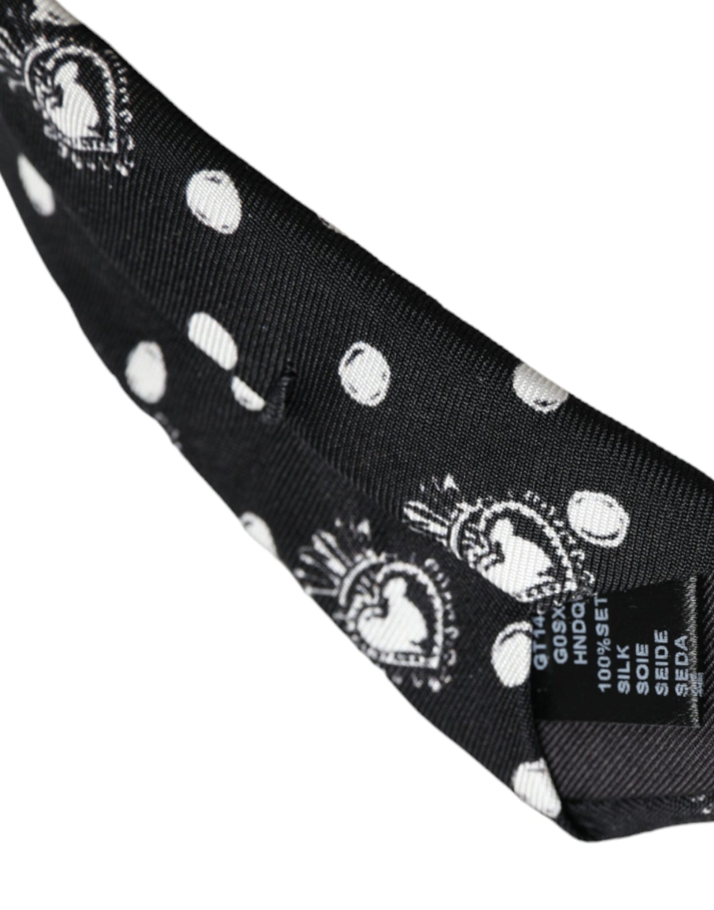  - Black Heart Polka Dot Adjustable Tie