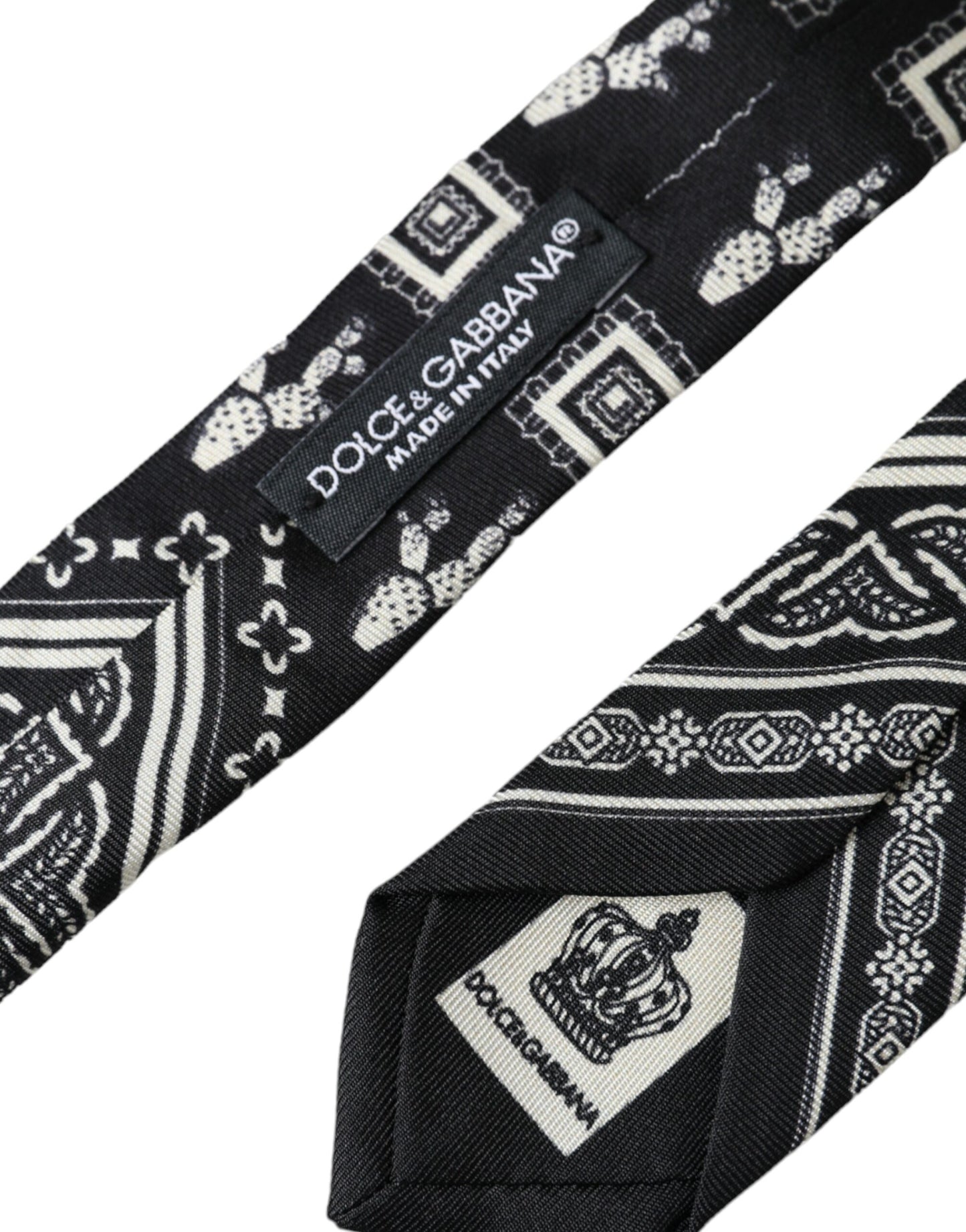  - Black Patterned 100%Silk Adjustable Tie