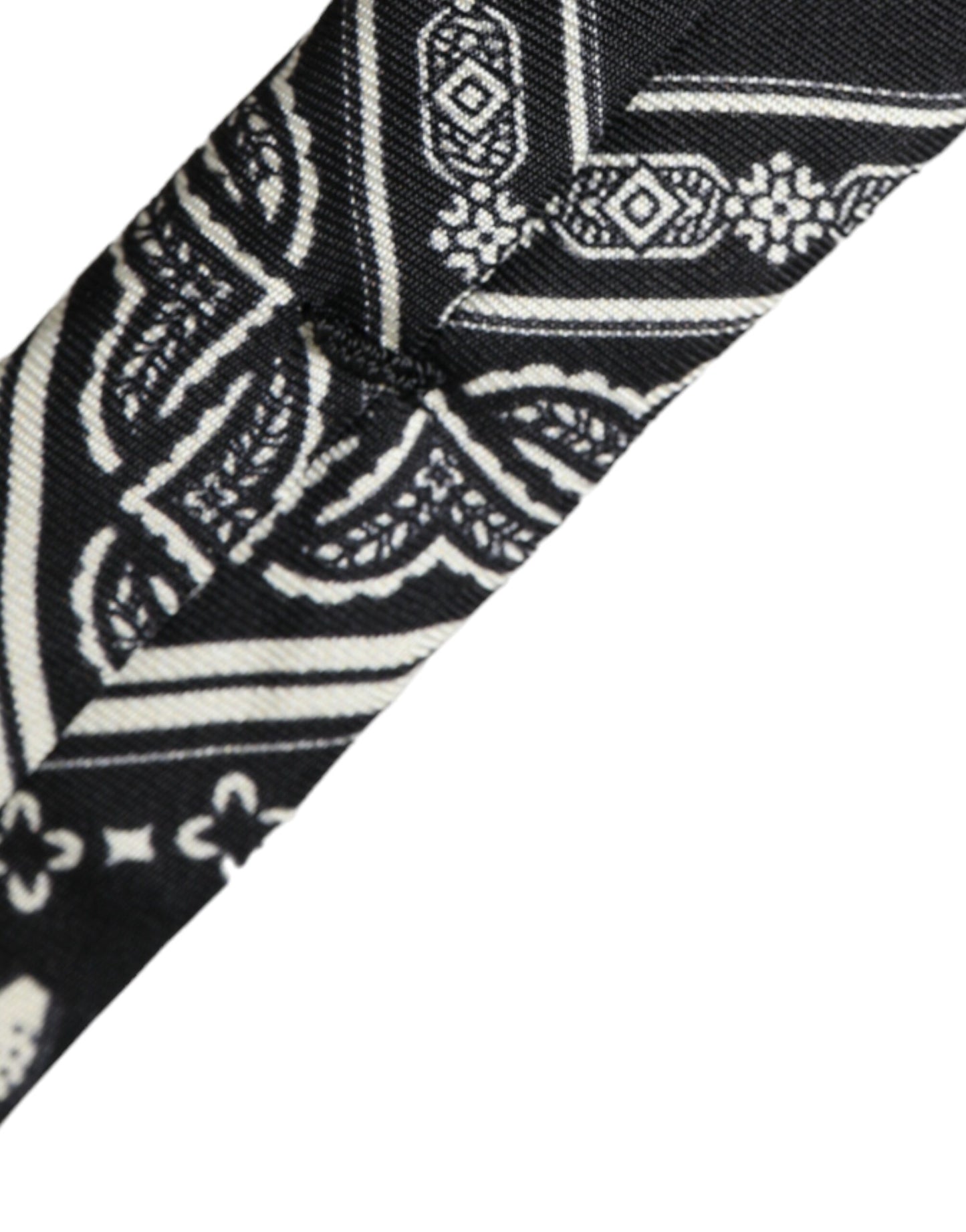  - Black Patterned 100%Silk Adjustable Tie