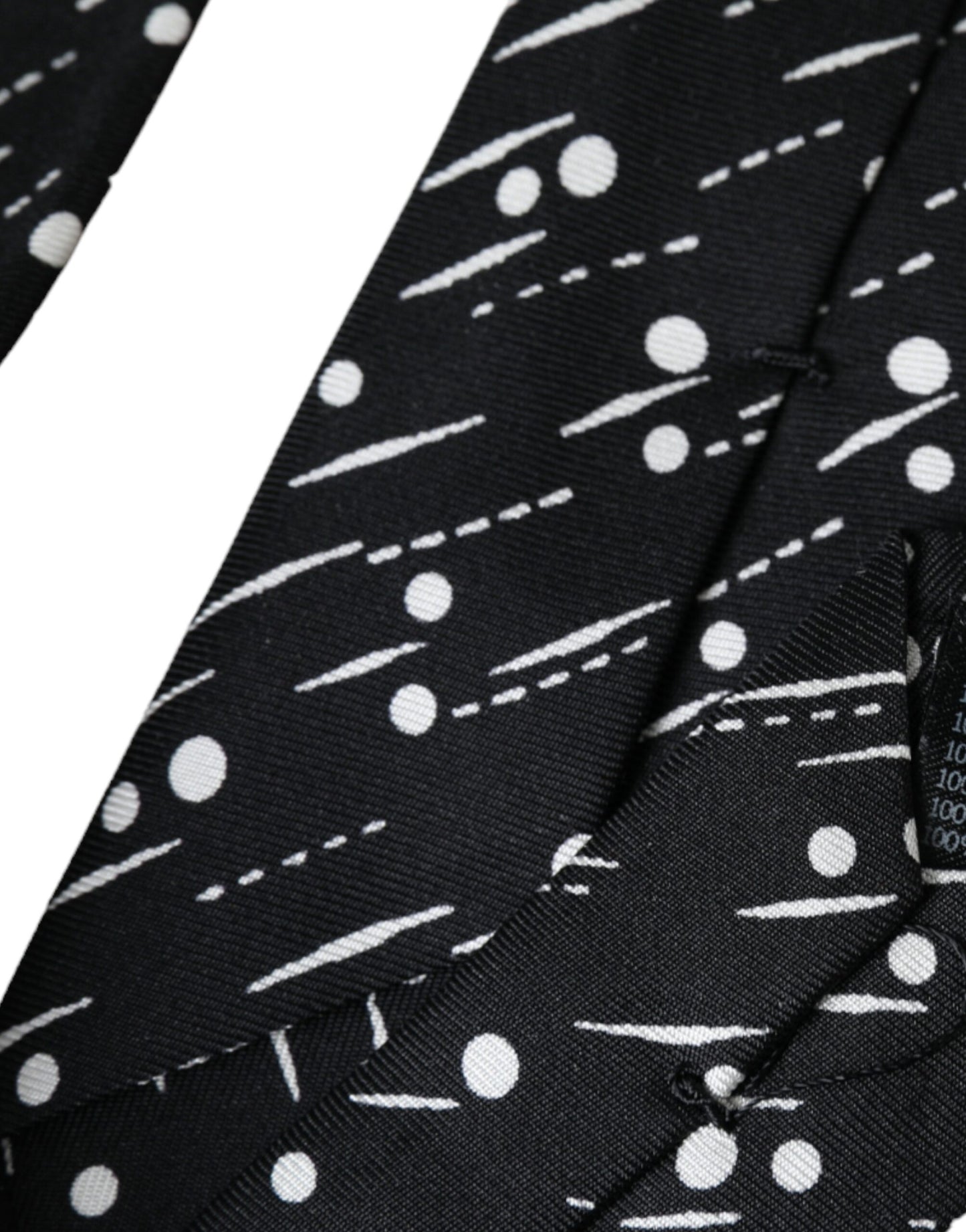  - Black Dotted 100% Silk Adjustable Tie