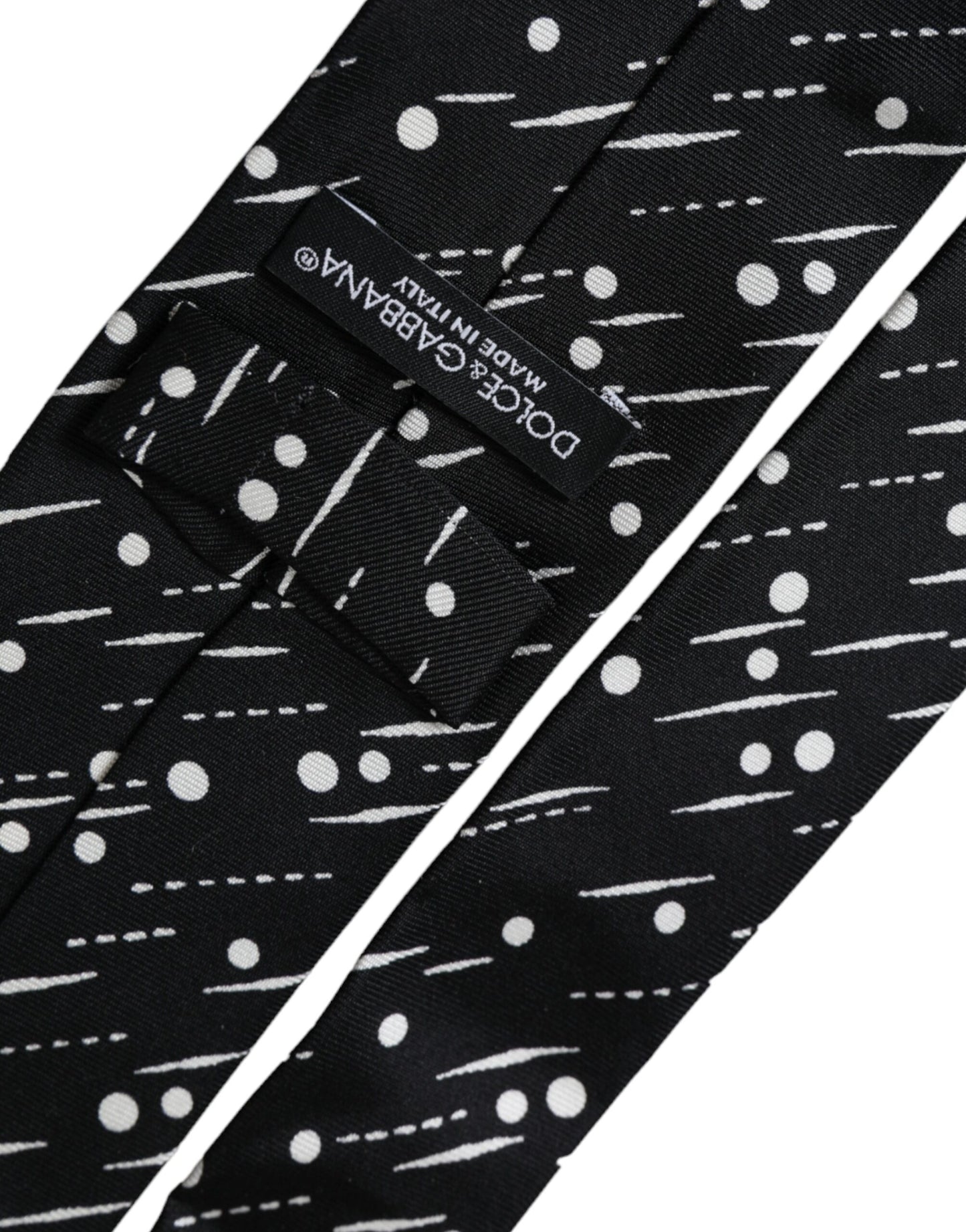  - Black Dotted 100% Silk Adjustable Tie