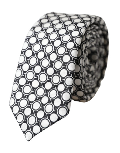  - White Circles 100% Silk Adjustable Tie