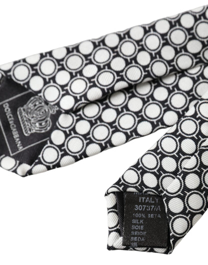  - White Circles 100% Silk Adjustable Tie