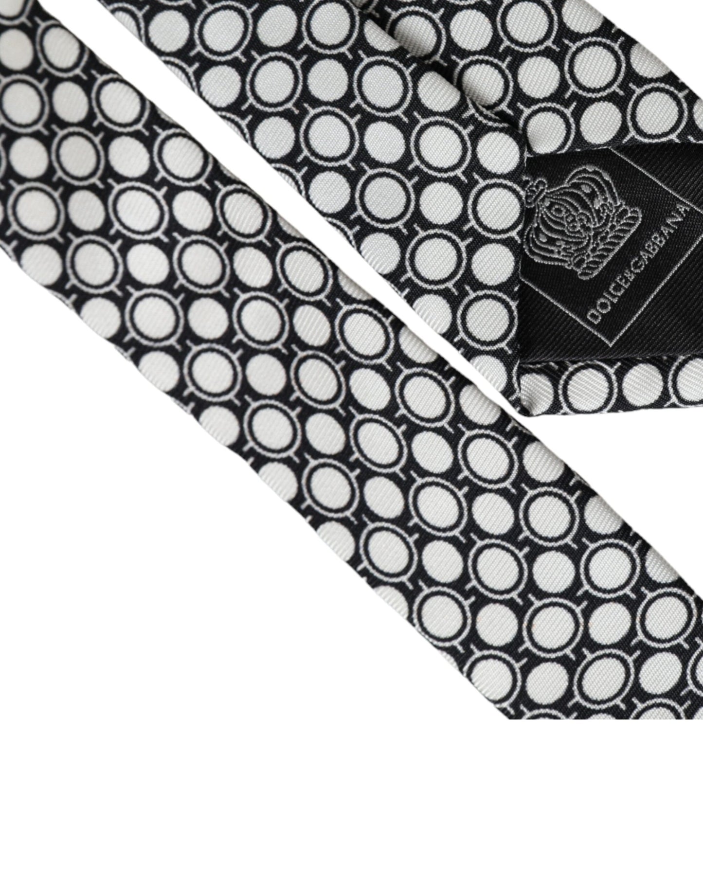  - White Circles 100% Silk Adjustable Tie