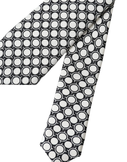  - White Circles 100% Silk Adjustable Tie