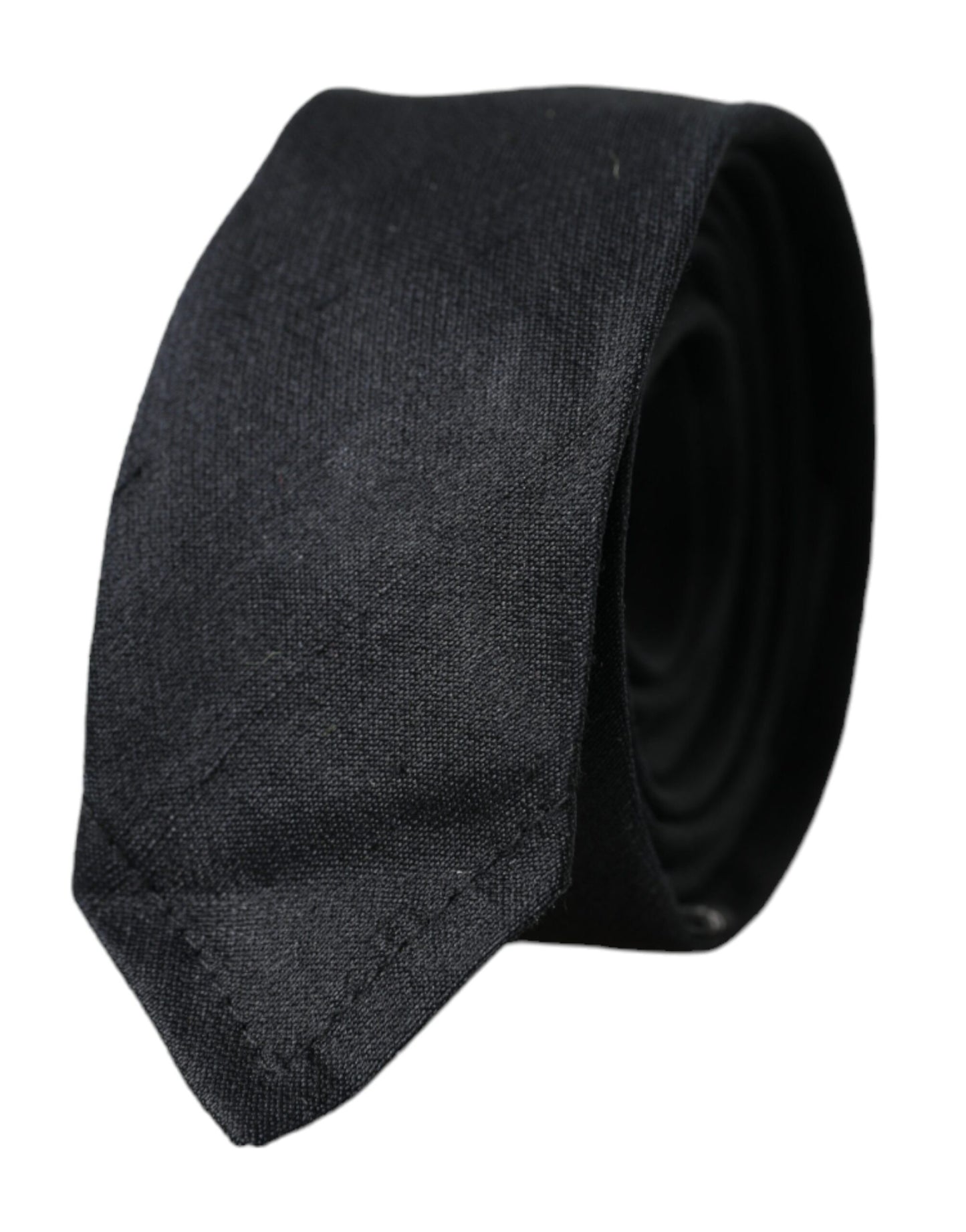  - Black Solid 100% Silk Adjustable Tie