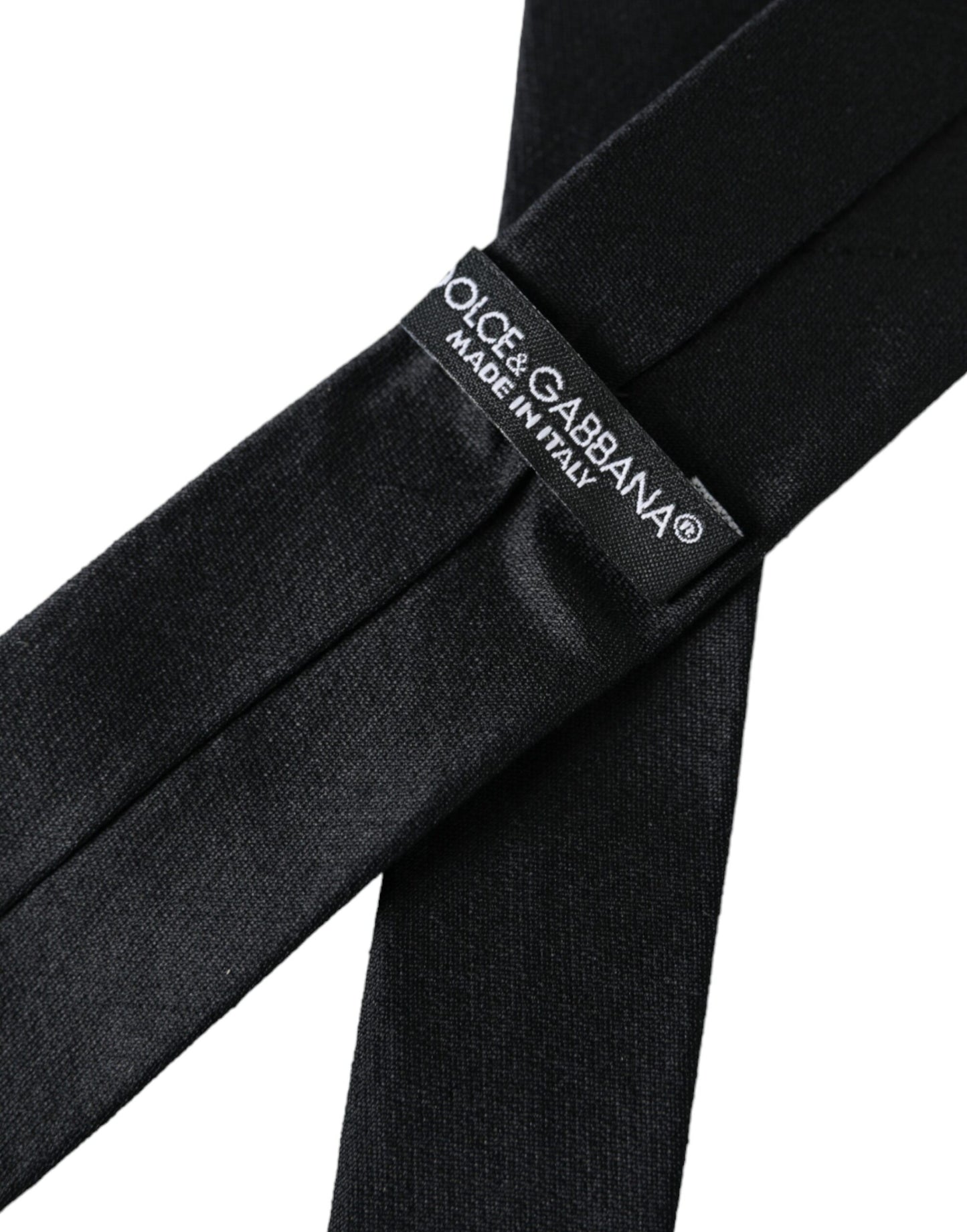  - Black Solid 100% Silk Adjustable Tie