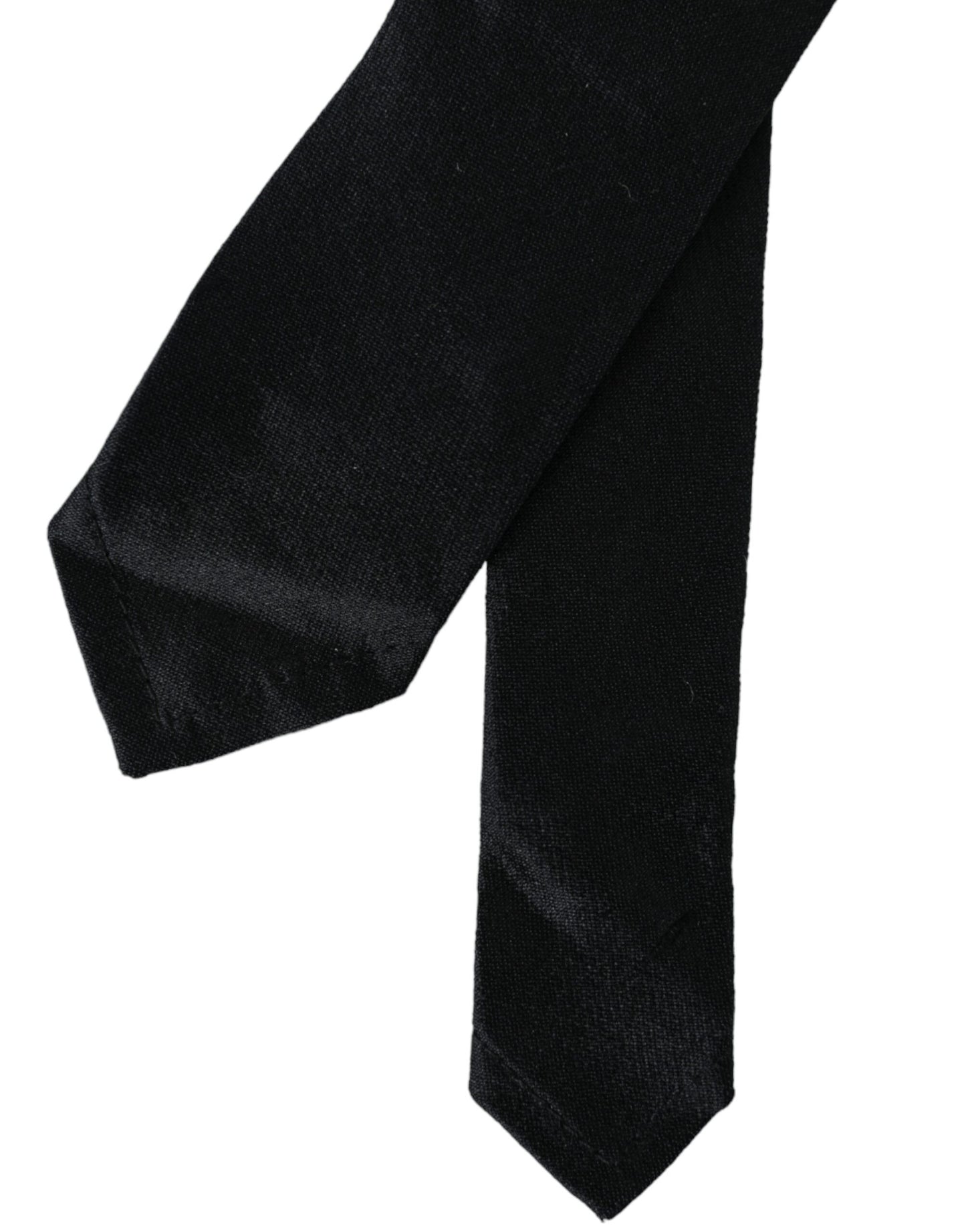  - Black Solid 100% Silk Adjustable Tie