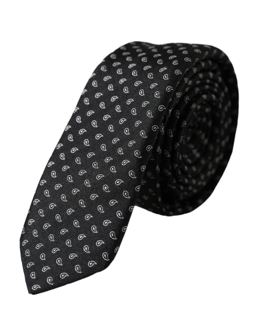 Elegant Black Jacquard Patterned Silk Tie by Dolce & Gabbana