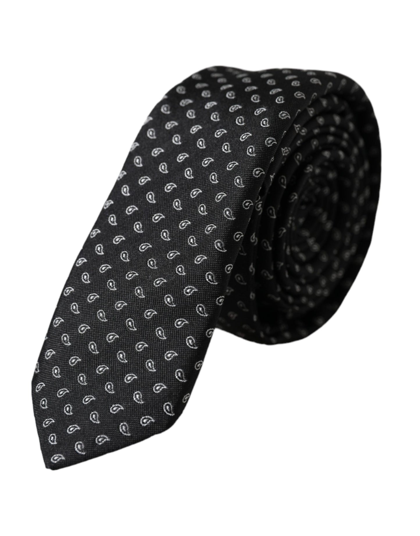  - Black Jacquard Patterned Silk Adjustable Men Tie