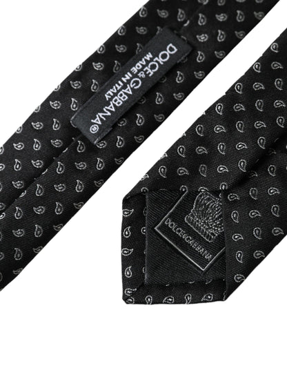  - Black Jacquard Patterned Silk Adjustable Men Tie