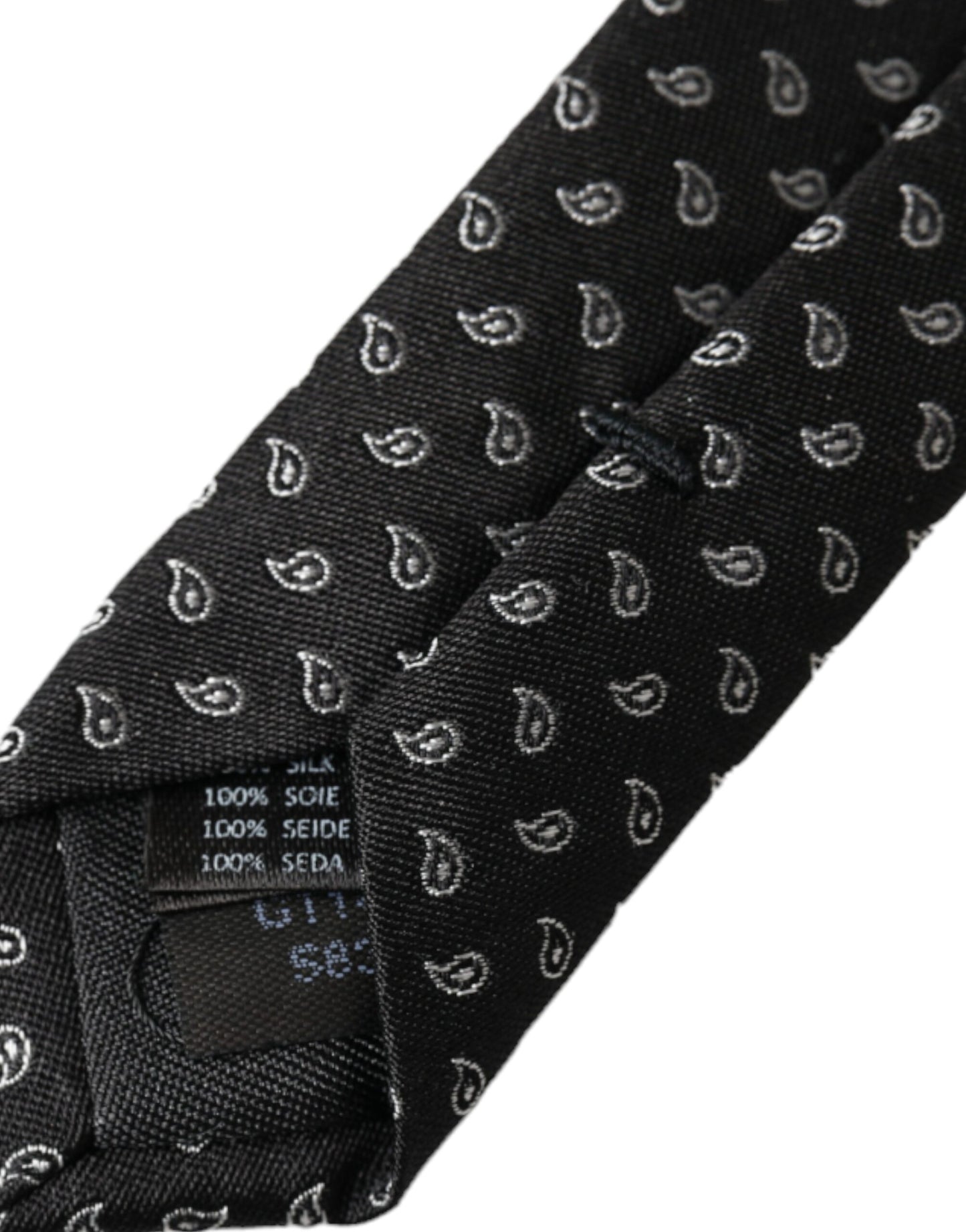  - Black Jacquard Patterned Silk Adjustable Men Tie