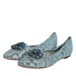  - Blue Lace Crystal Ballet Flats Loafers Shoes