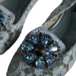  - Blue Lace Crystal Ballet Flats Loafers Shoes