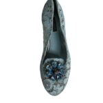  - Blue Lace Crystal Ballet Flats Loafers Shoes