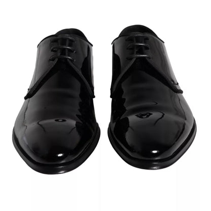  - Black Calfskin Leather Derby Men Dress Shoes