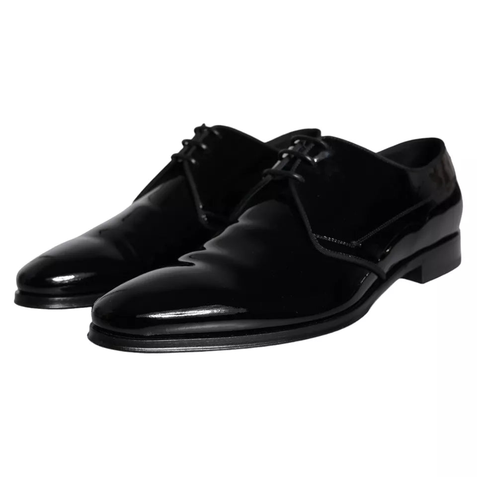  - Black Calfskin Leather Derby Men Dress Shoes