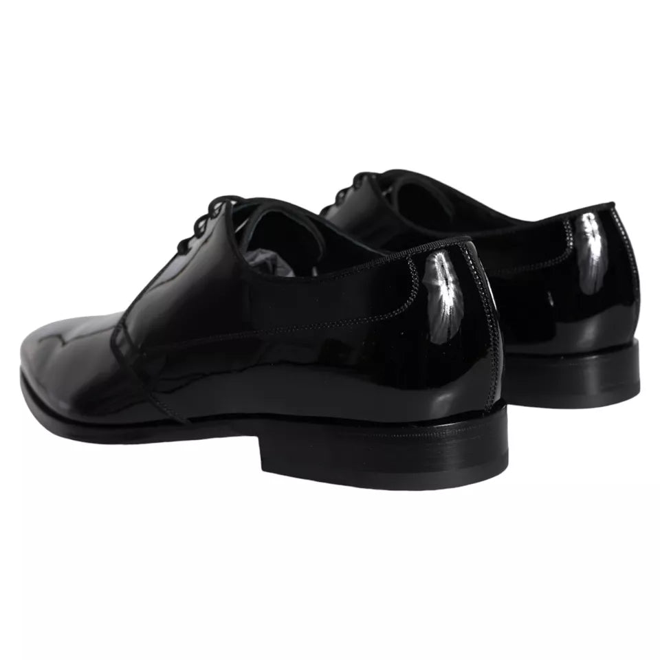  - Black Calfskin Leather Derby Men Dress Shoes