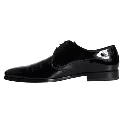  - Black Calfskin Leather Derby Men Dress Shoes