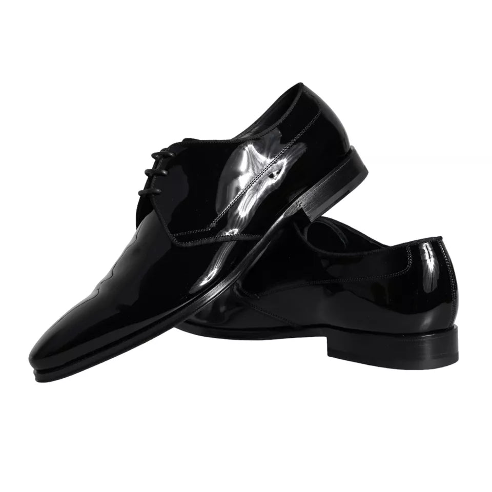  - Black Calfskin Leather Derby Men Dress Shoes