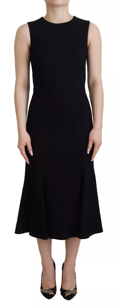  - Black Dress Sheath Flare Viscose Dress