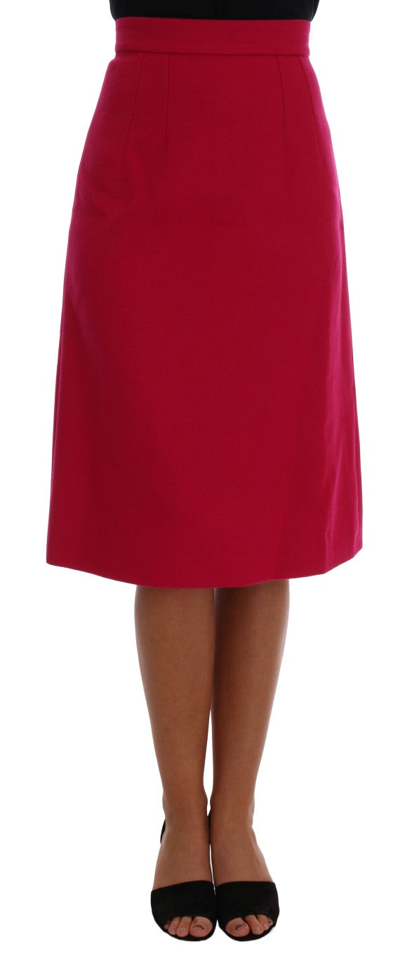  - Elegant Pink Wool A-Line Knee-Length Skirt