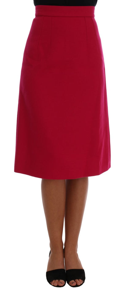  - Elegant Pink Wool A-Line Knee-Length Skirt